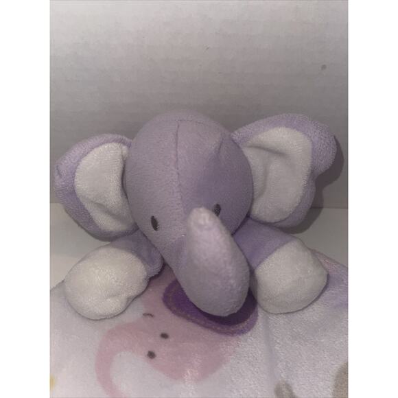 Blankets and Beyond Elephants Purple Gray Pink Baby Girl Security Blanket Lovey - Picture 2 of 7